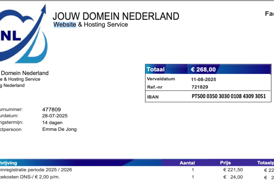 Pas op voor valse facturen van Jouw Domein Nederland