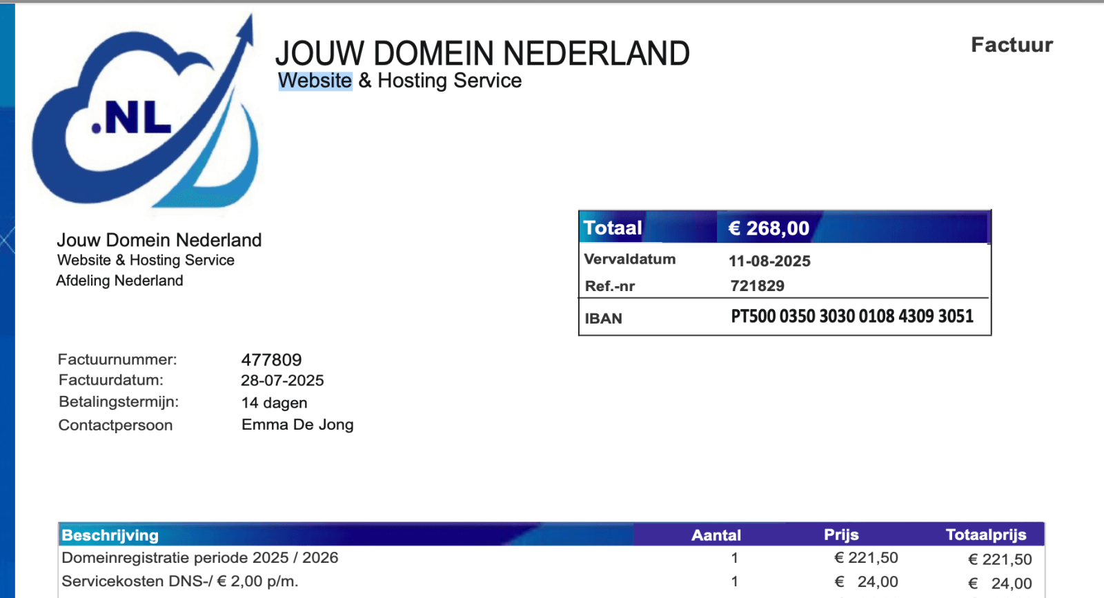 Pas op voor valse facturen van Jouw Domein Nederland
